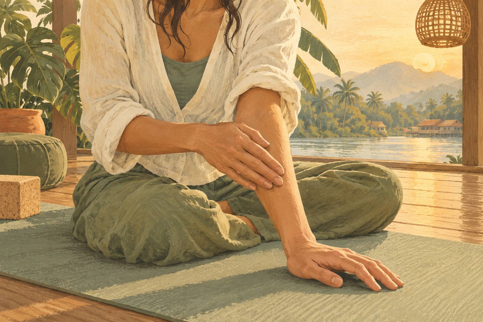 Close-up of a hand slowly tracing along a forearm